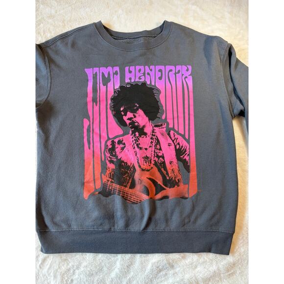 Authentic Jimi Hendrix Playing Guitar Sweatshirt Gray | Size Medium - Picture 2 of 7